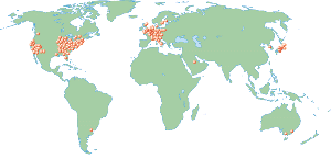 Worldwide PET location map